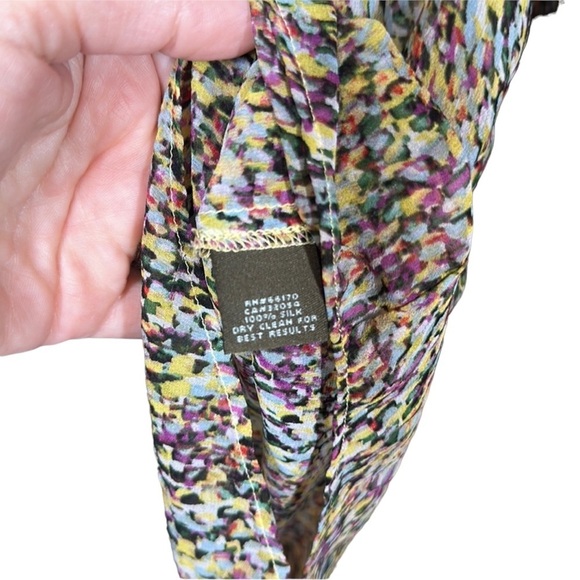 Fei Anthropologie 100% Silk Multicolor Abstract Long Sleeve Button Up  Top Sz 6 - Picture 12 of 12